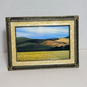 Vintage Enamel Trimmed Mixed Metal Picture Frame 4" x 6"